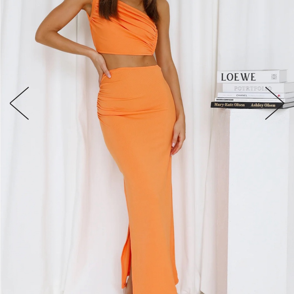 HELLO MOLLY Orange Two Piece Skirt Set - Size M